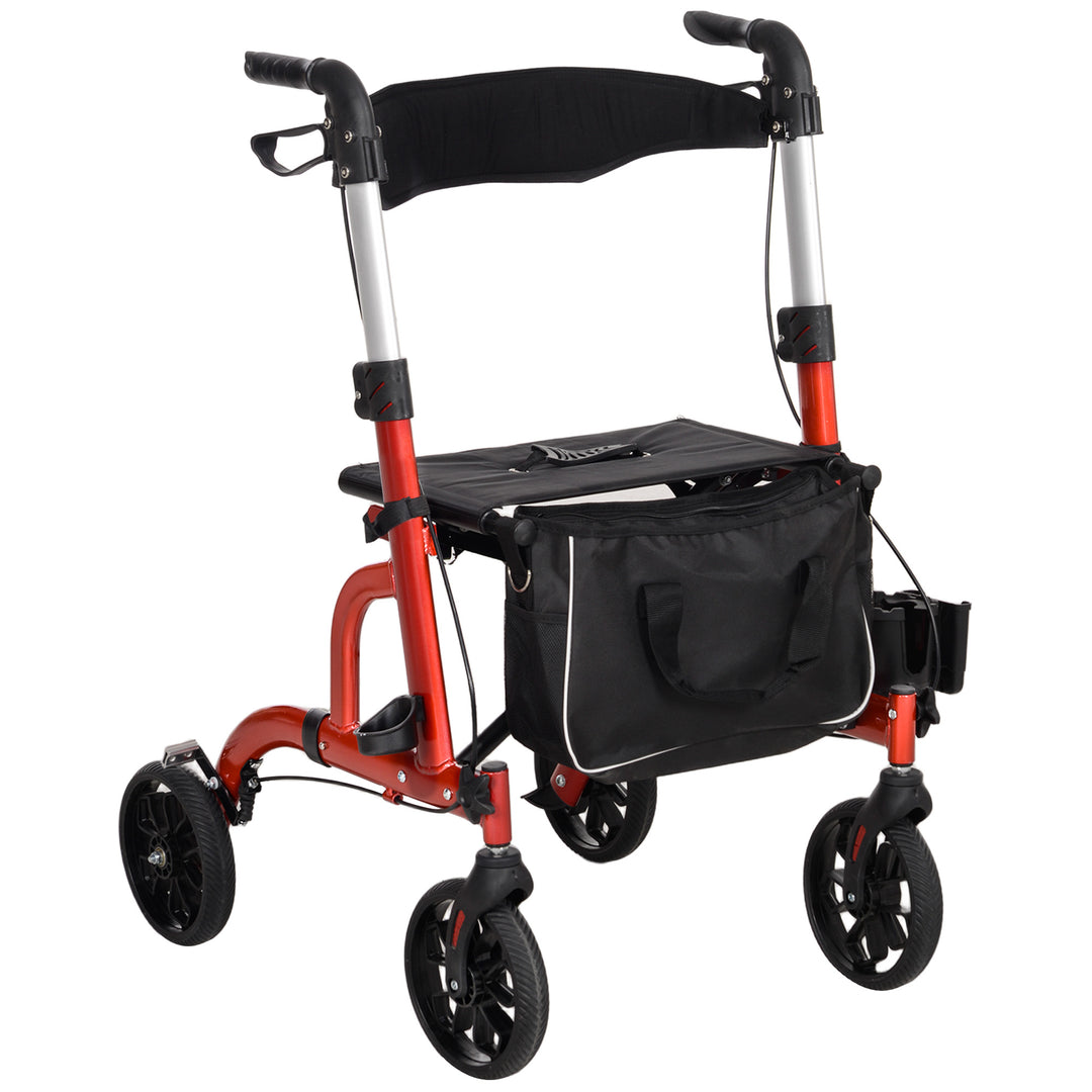 Lightweight Walking Frame, Folding Rollator Walker with Seat and Backr