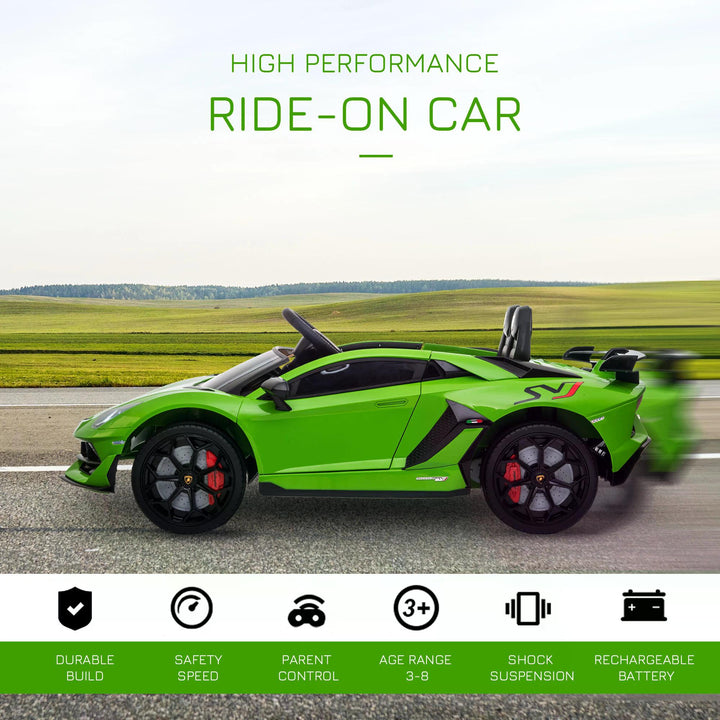 Lamborghini SVJ 12V Kids Electric Ride On Car Sport Racing Toy RC for 3-8 Yrs