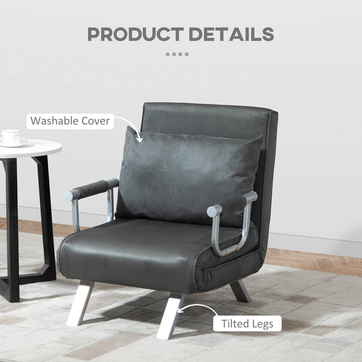 4-in-1 Faux Suede Chair Bed - Grey