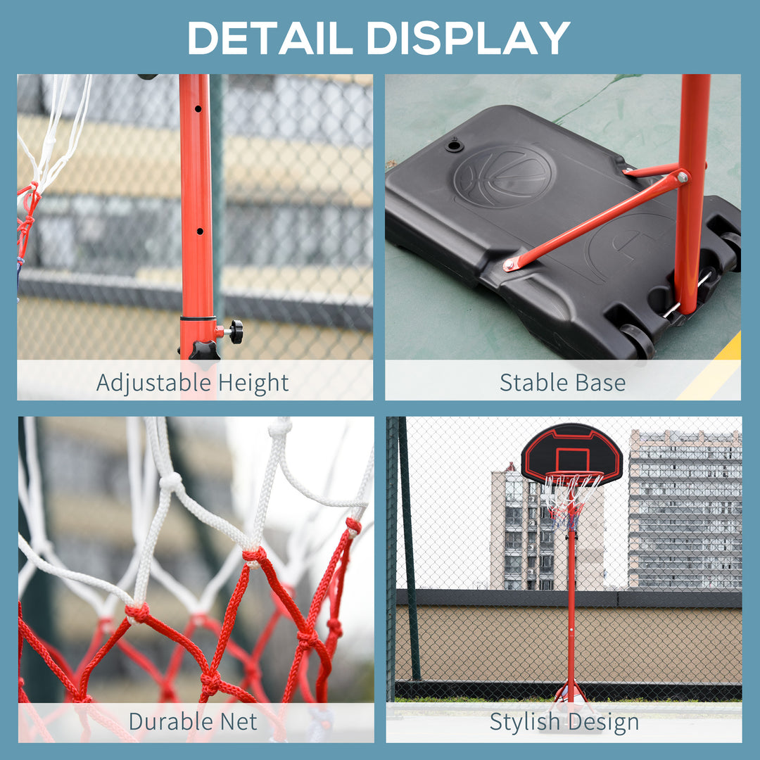 Basketball Hoop Outdoor, Portable Basketball Hoop and Stand with Weighted Base, Portable on Wheels, 1.55-2.1m, for Teens, Juniors, Adults, Black