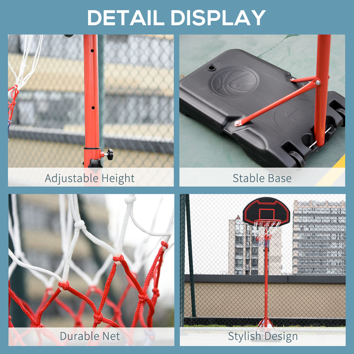 Basketball Hoop Outdoor, Portable Basketball Hoop and Stand with Weighted Base, Portable on Wheels, 1.55-2.1m, for Teens, Juniors, Adults, Black