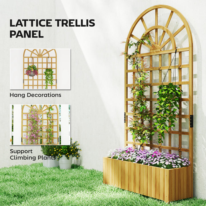 Wooden Raised Planter with Trellis, Raised Bed for Garden with Lattice and Drainage Holes for Climbing Plants