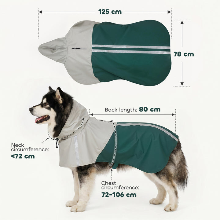 Dog Raincoat with Hood, Waterproof &amp; Breathable Rain Jacket with Leash