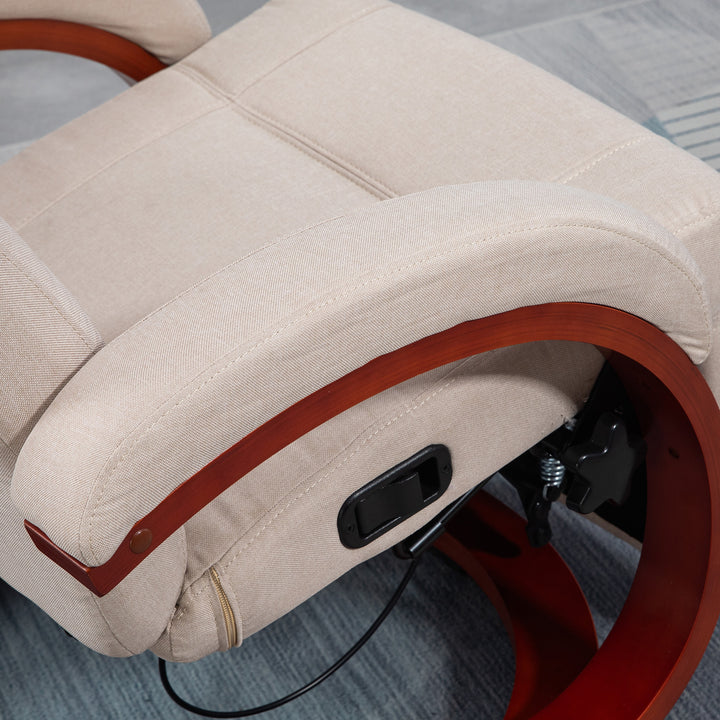 135° Manual Reclining Swivel Chair, with Footrest - Beige