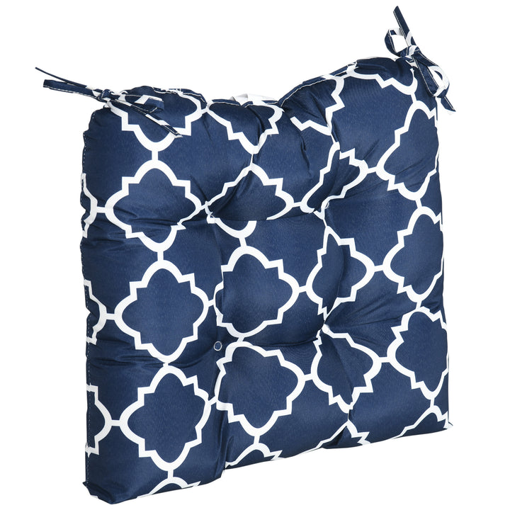 Set of Two Patterned Outdoor Seat Cushions - Blue/White