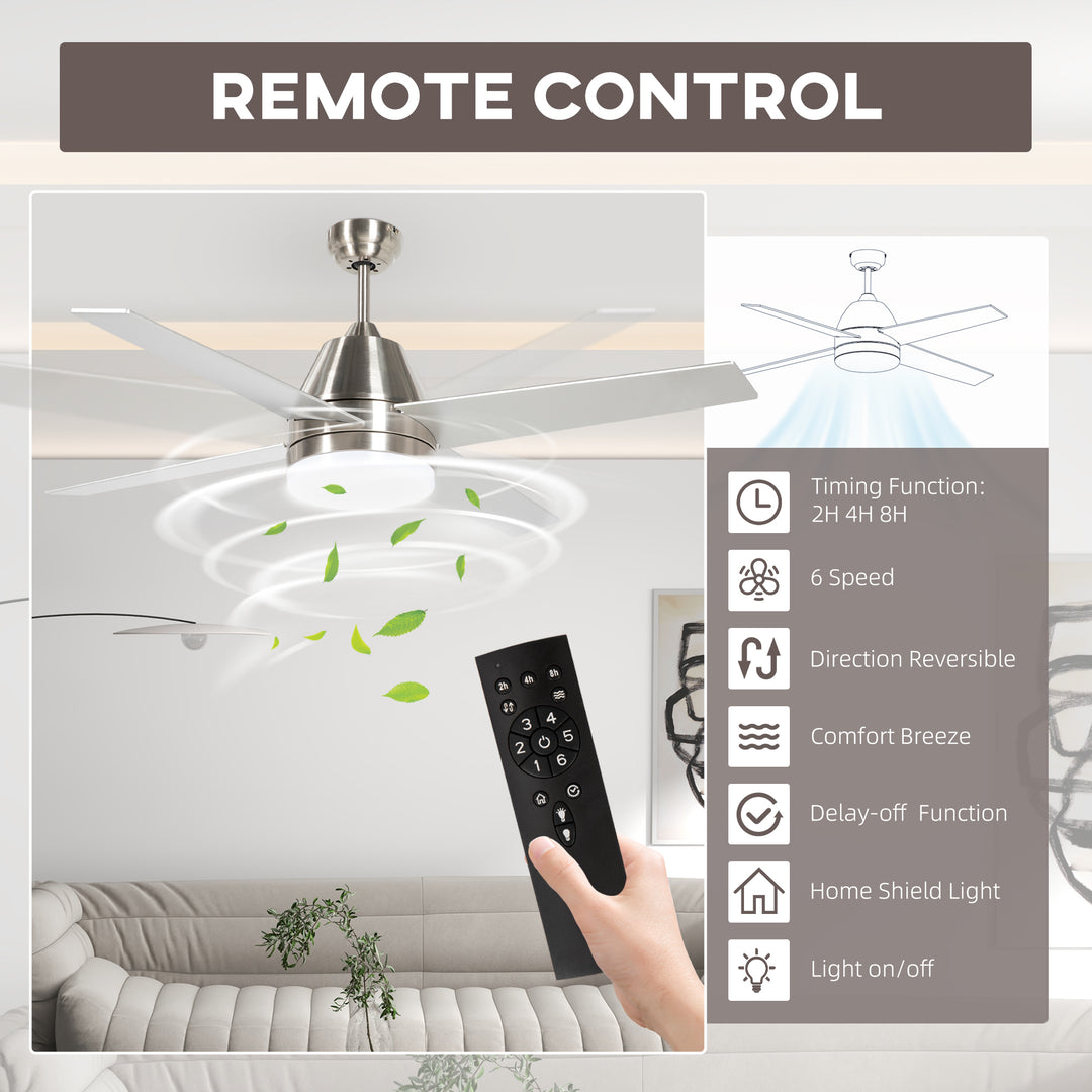 Ceiling Fan with LED Light, Flush Mount Ceiling Fan Lights with Reversible Blades, Remote, Silver and Black
