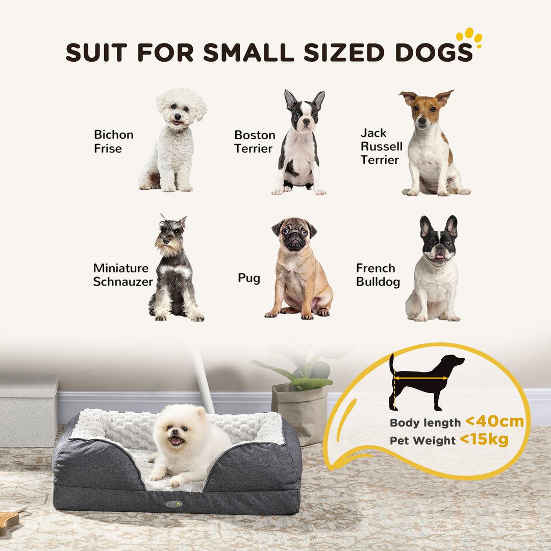 PawHut Calming Dog Bed Pet Mattress w/ Removable Cover, Anti-Slip Bottom, for Small Dogs, 70L x 50W x 18Hcm - Charcoal Grey