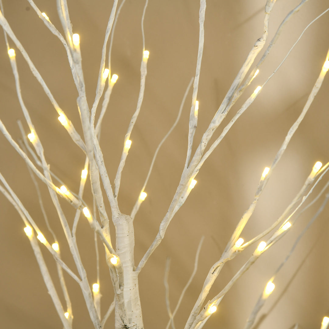 MCL 5ft Artificial White Birch Tree Light with Warm White Pre-Lit LED Light for Indoor and Covered Outdoor Use