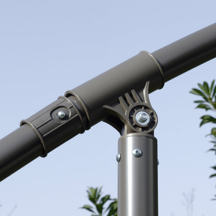 MCL 2.7m Garden Banana Parasol Cantilever Umbrella with Crank Handle, Double Tier Canopy and Cross Base for Outdoor, Hanging Sun Shade, Dark Grey