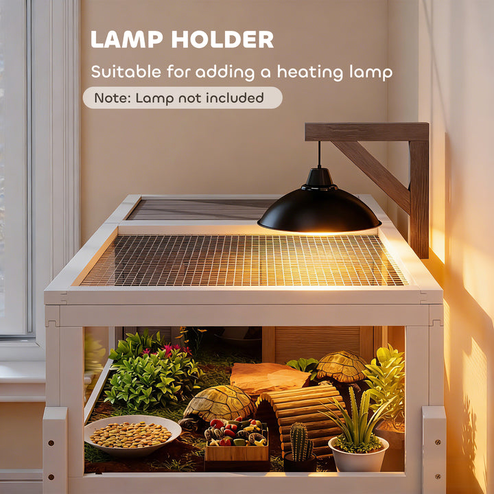Wooden Tortoise House with Dual-Zone Habitat, Clear Panels, Openable T
