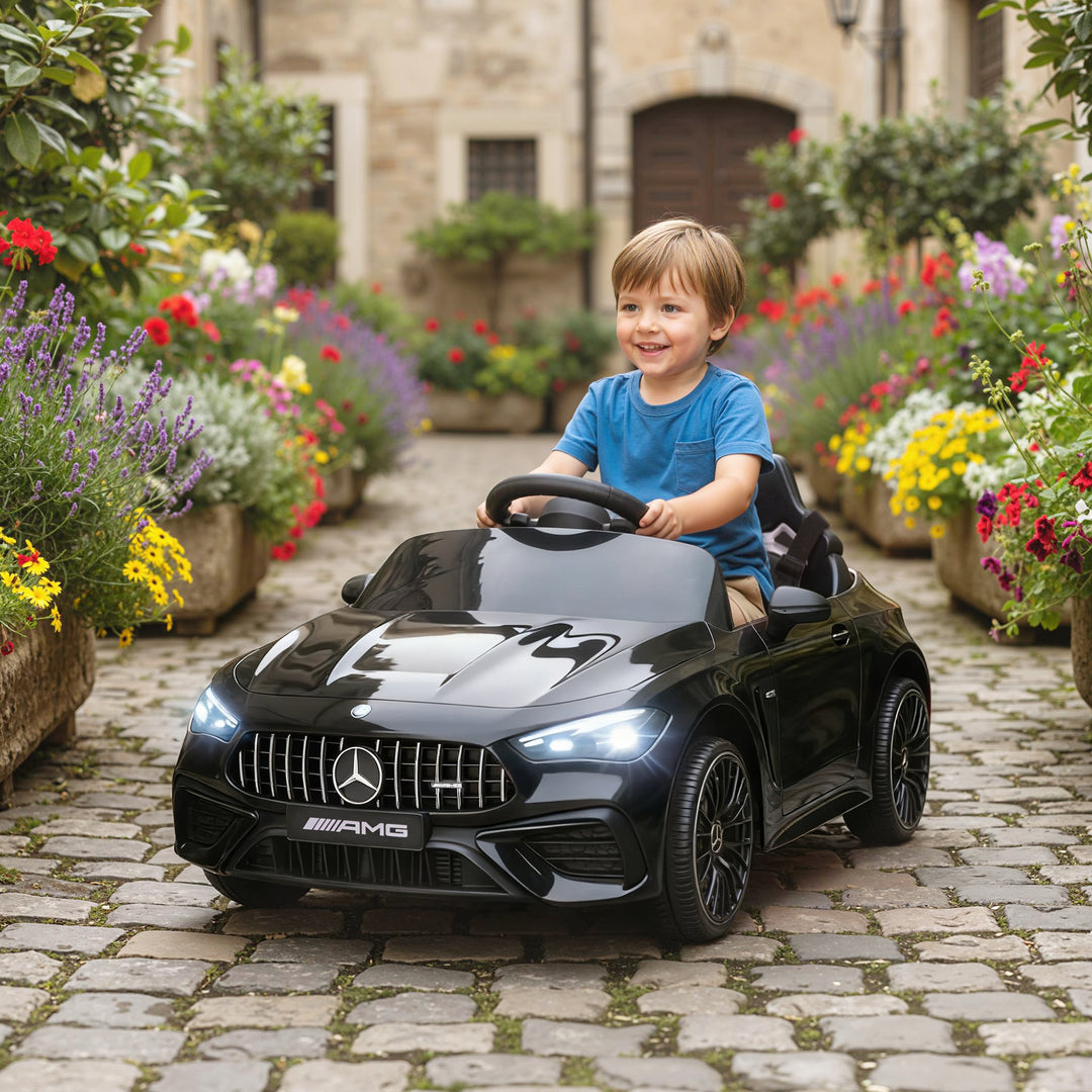 MCL Licensed Mercedes AMG Kids Electric Car, 12V Ride On Car with Dual Motors, Remote Control for 3-6 Years, Black