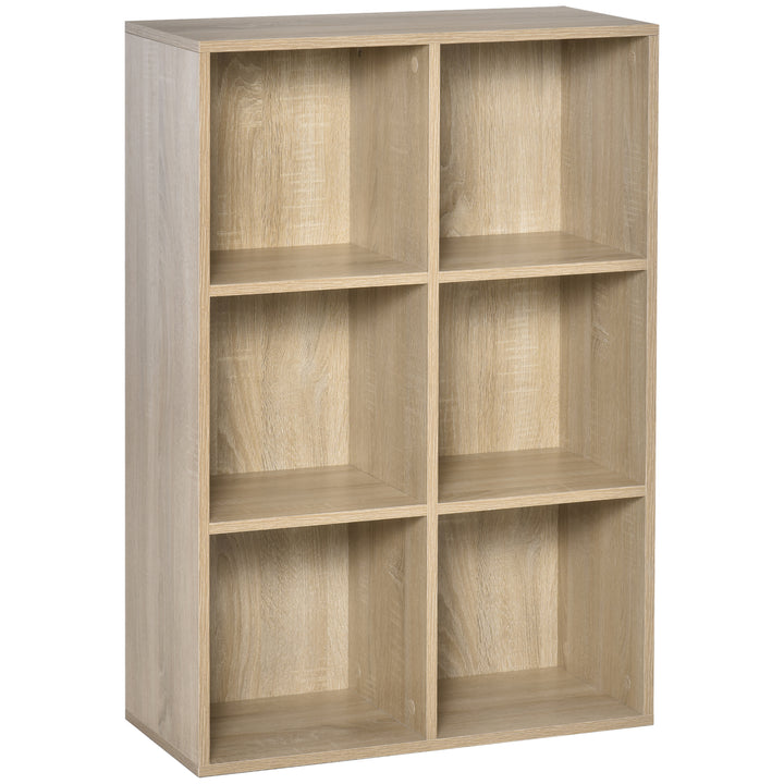 HOMCOM Six-Cube Bookcase - Oak Wood Effect