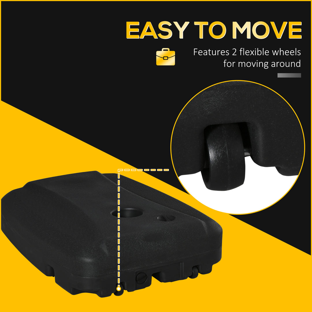 Parasol Base, Water and Sand Filled, Up to 100kg, Portable Umbrella Stand Weights for Cantilever Banana Parasol with Wheels, Black