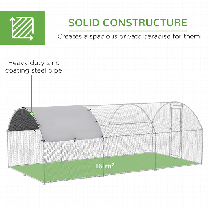 Walk In Chicken Run with Chicken Activity Shelf and Cover, 2.8 x 5.7 x 2m
