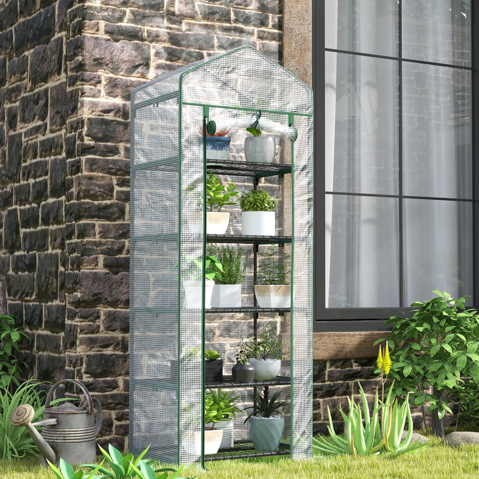 193cm Five Shelf Mini Greenhouse - White