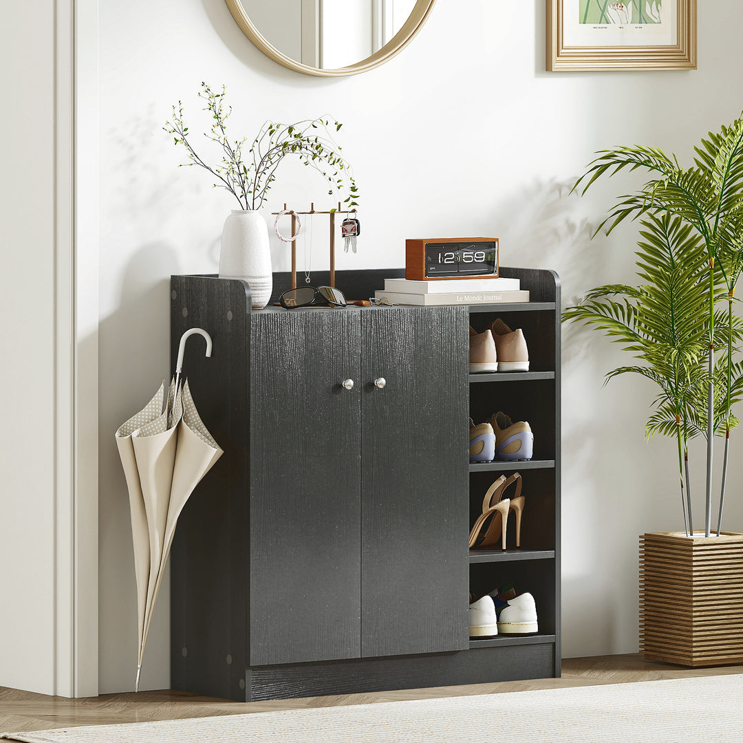 Shoe Storage Cabinet with Adjustable Shelves - Black