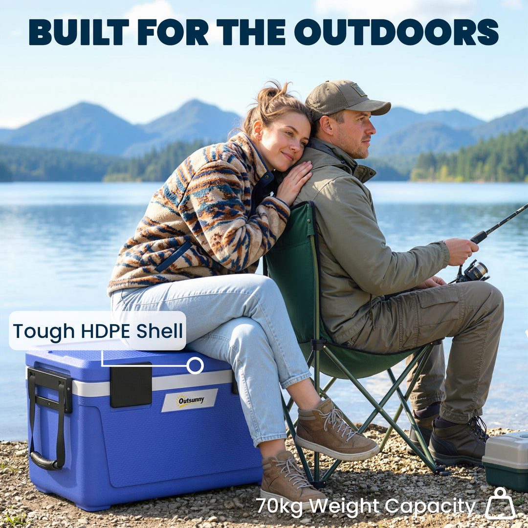 42.6L Insulated Cool Box, Lightweight Portable Ice Cooler with Handle,