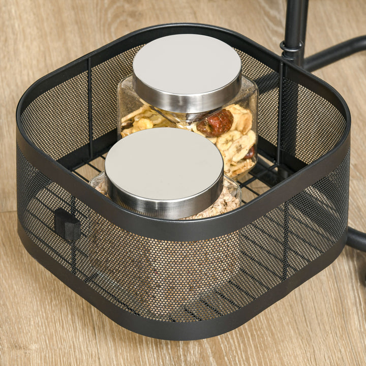 Metal Storage Cart, 4-Tier Storage Trolley on Wheels with 4 Mesh Baske