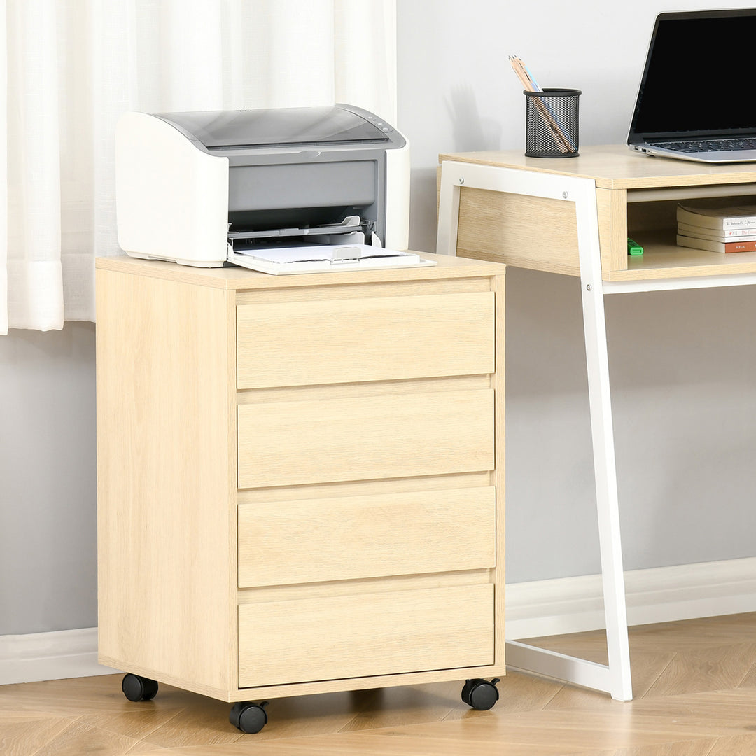 Four-Drawer Office Filing Cabinet, with Wheels - Natural