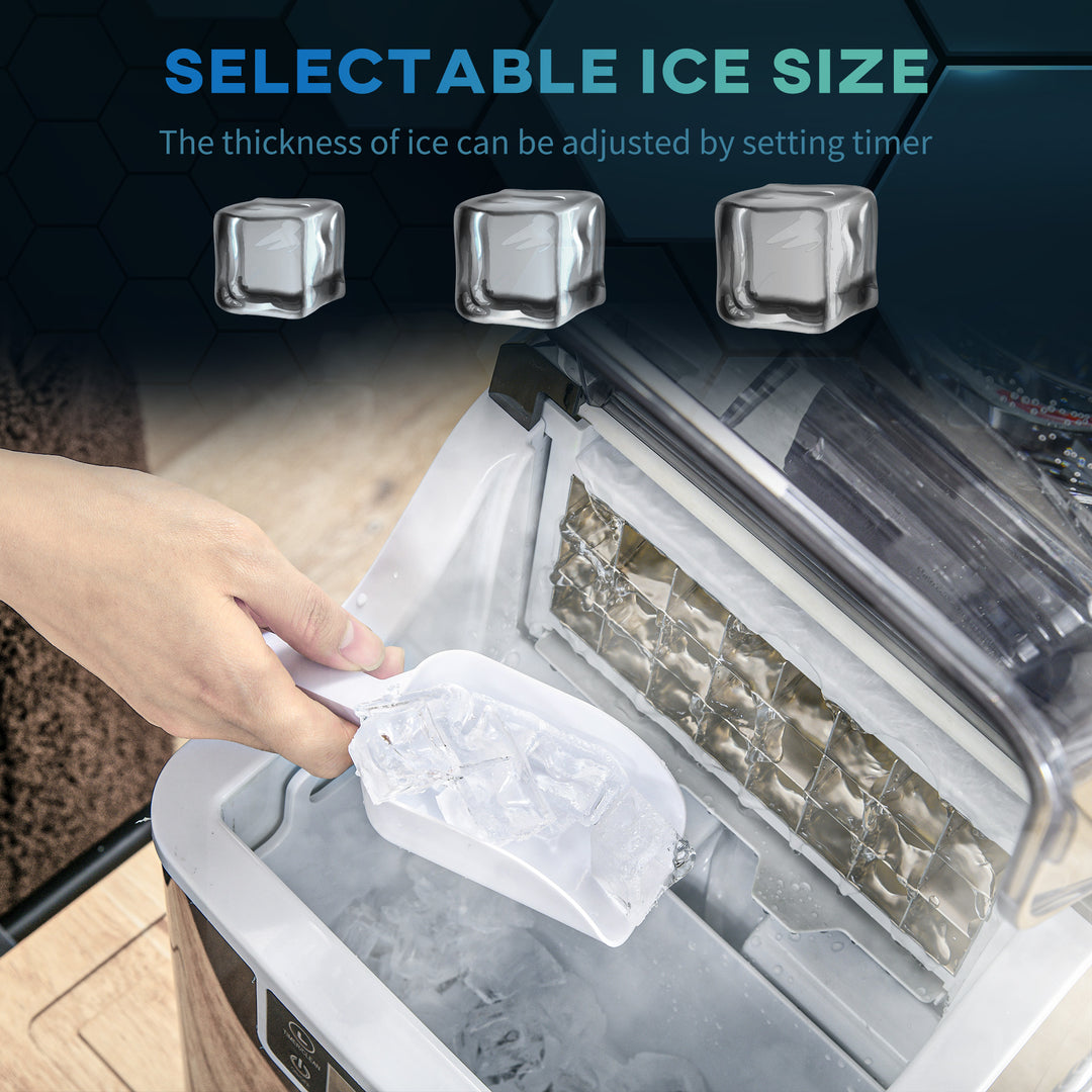 HOMCOM Ice Maker Machine Countertop, 20Kg in 24 Hrs, 24 Cubes Ready in 14