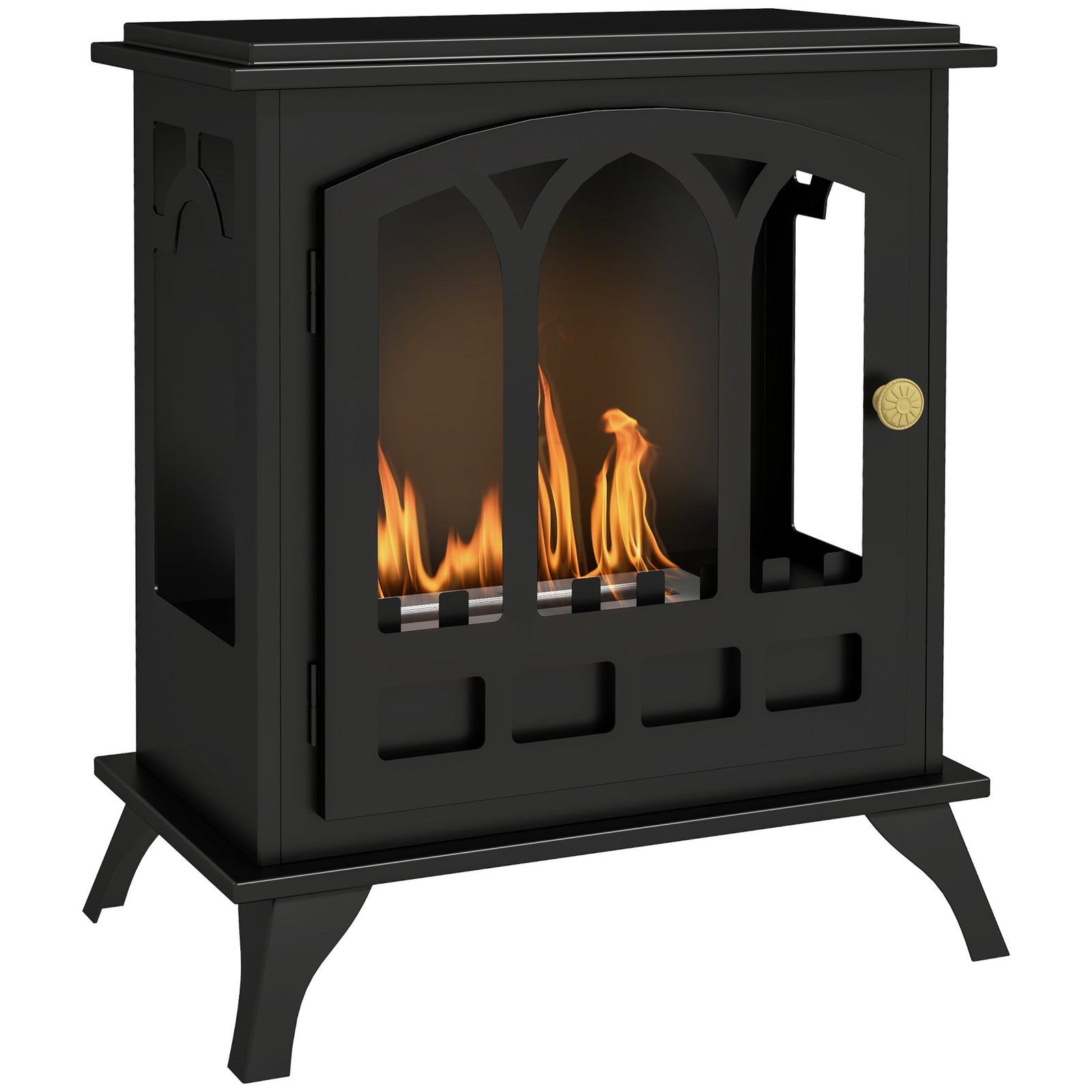 Ethanol Fireplace Stove, Freestanding Bioethanol Fire, Indoor Ethanol Burner with 0.9 Litres Volume, Burns for Up to 3.3 Hours, 21 Inch, Black