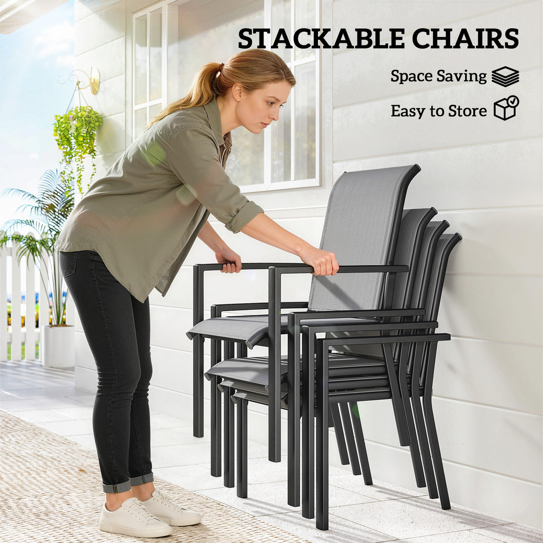 5 Pieces Outdoor Dining Set for 4, Garden Table and Stackable Chairs w