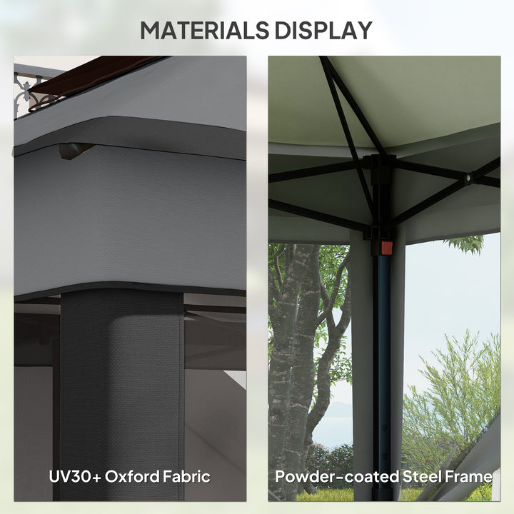 3 x 3(m) Pop Up Gazebo, Height Adjustable Instant Event Shelter with Netting and Carrying Bag, Grey