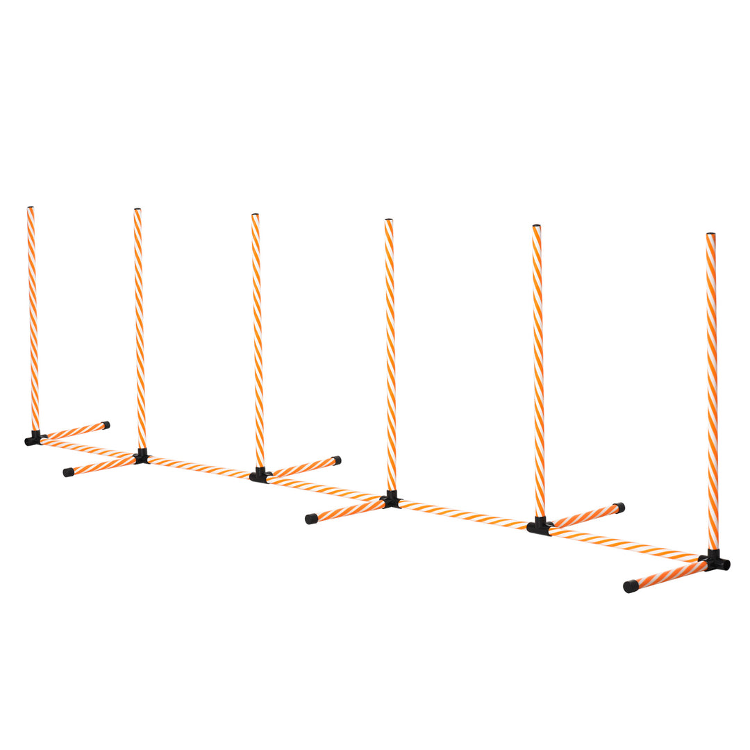 Dog Agility Equipment Pet Outdoor Training Play Run Obstacle w/ 6 Weaves Poles Whistle Carrying Bag