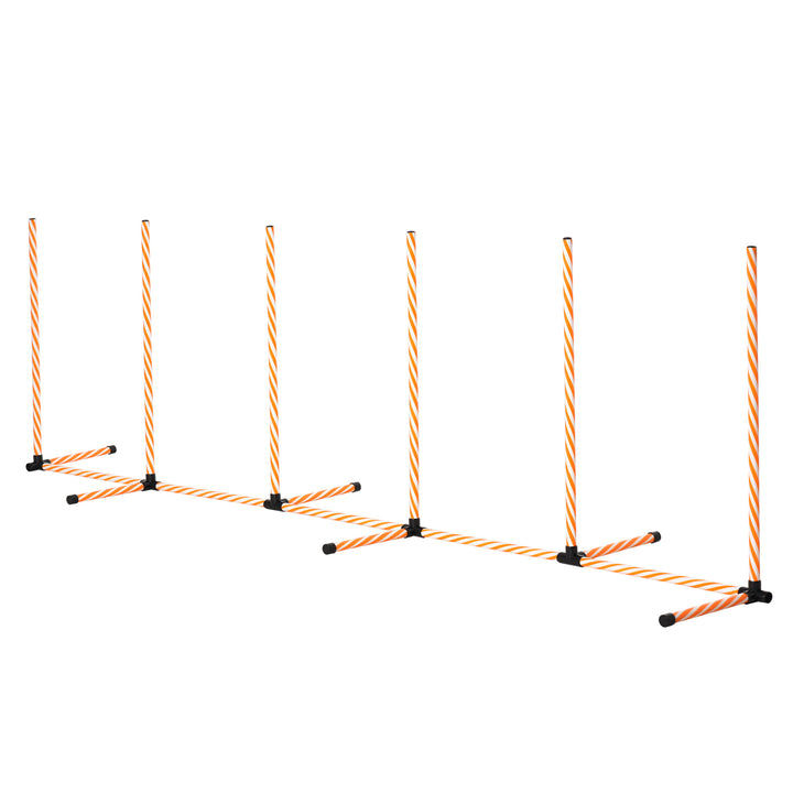 Dog Agility Equipment Pet Outdoor Training Play Run Obstacle w/ 6 Weaves Poles Whistle Carrying Bag