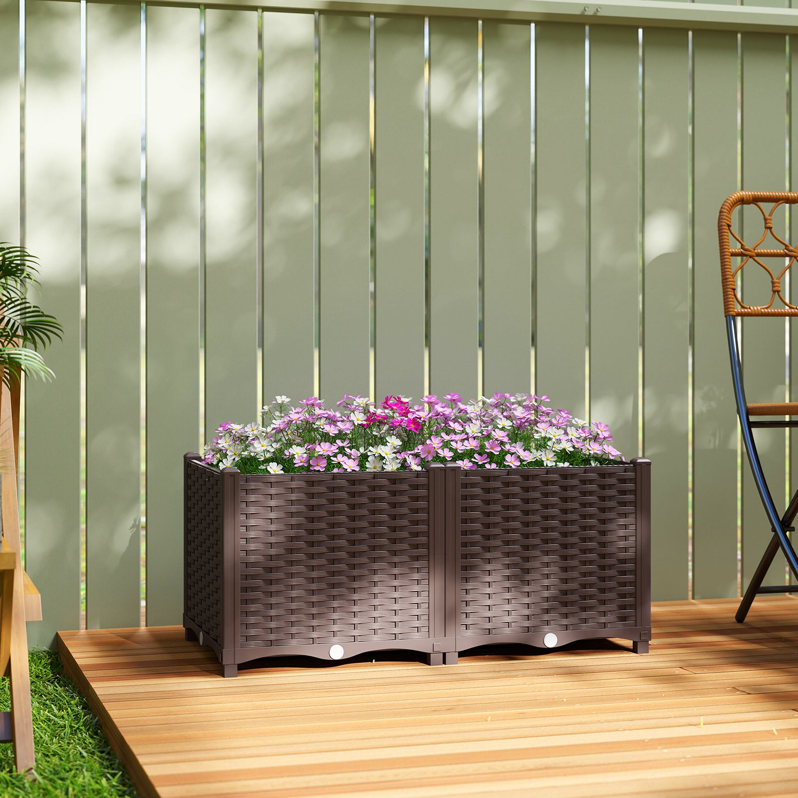 Plastic Raised Garden Bed with Legs, Self Watering Elevated Planter Bo