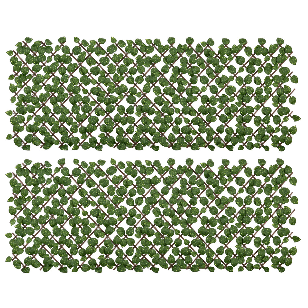 Set of 2 Expandable Artificial Trellis Hedges – Realistic Leaf Privacy