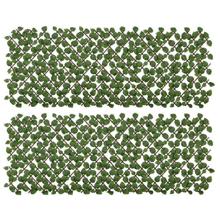 Set of 2 Expandable Artificial Trellis Hedges – Realistic Leaf Privacy