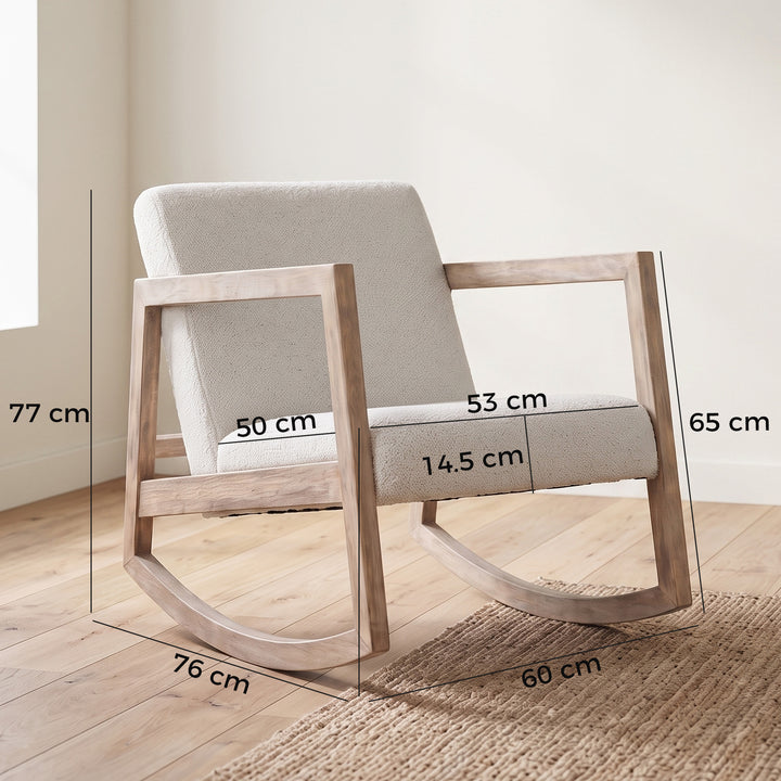 Rocking Chair, Upholstered Sofa Armchair with Cushion and Wood Base - view 3