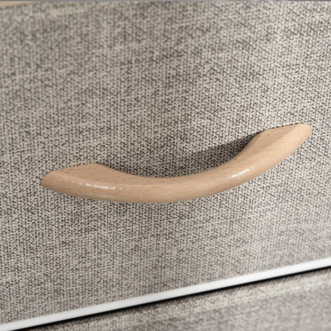 MCL Chest of Drawers Storage  Dresser Cabinet Organizer with 3 Fabric Drawers and 2 Display Shelves for Living Room, Bedroom, Hallway, Beige