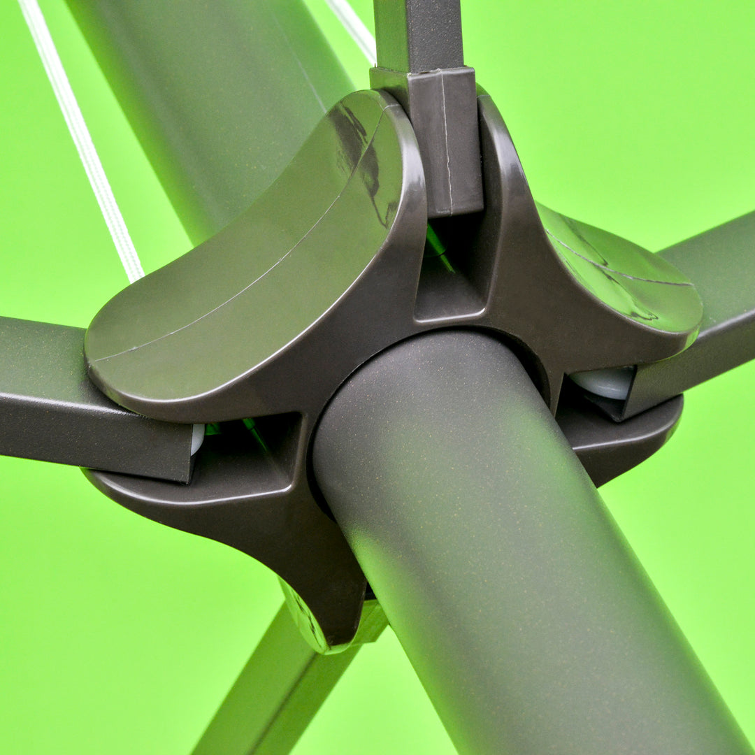 4.6M Sun Umbrella Canopy Double-sided Crank Sun Shade w/ Cross Base Green
