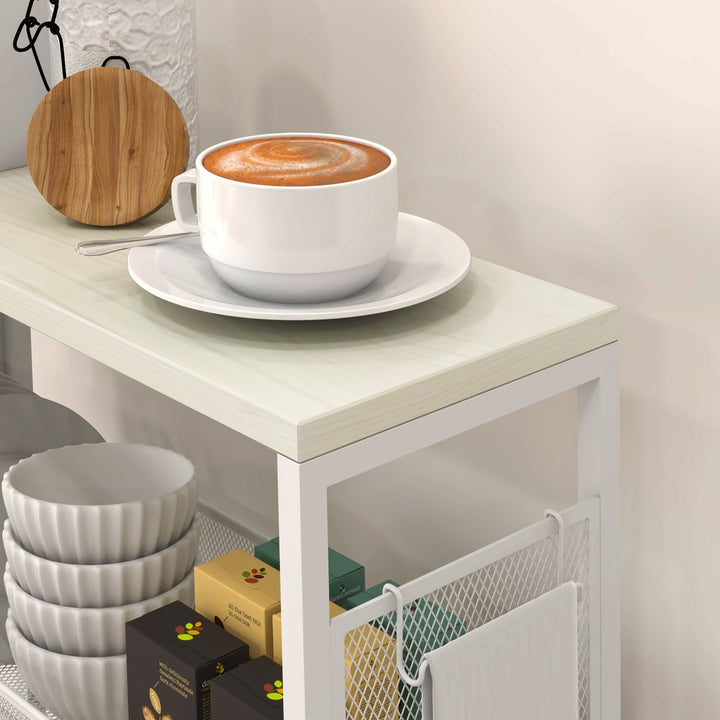 3-Tier Kitchen Cart with 3 Steel Wire Baskets