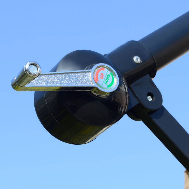 MCL 2.7m Cantilever Parasol Banana Sun Umbrella with Crank Handle and Cross Base for Outdoor Hanging Sun Shade Light Brown