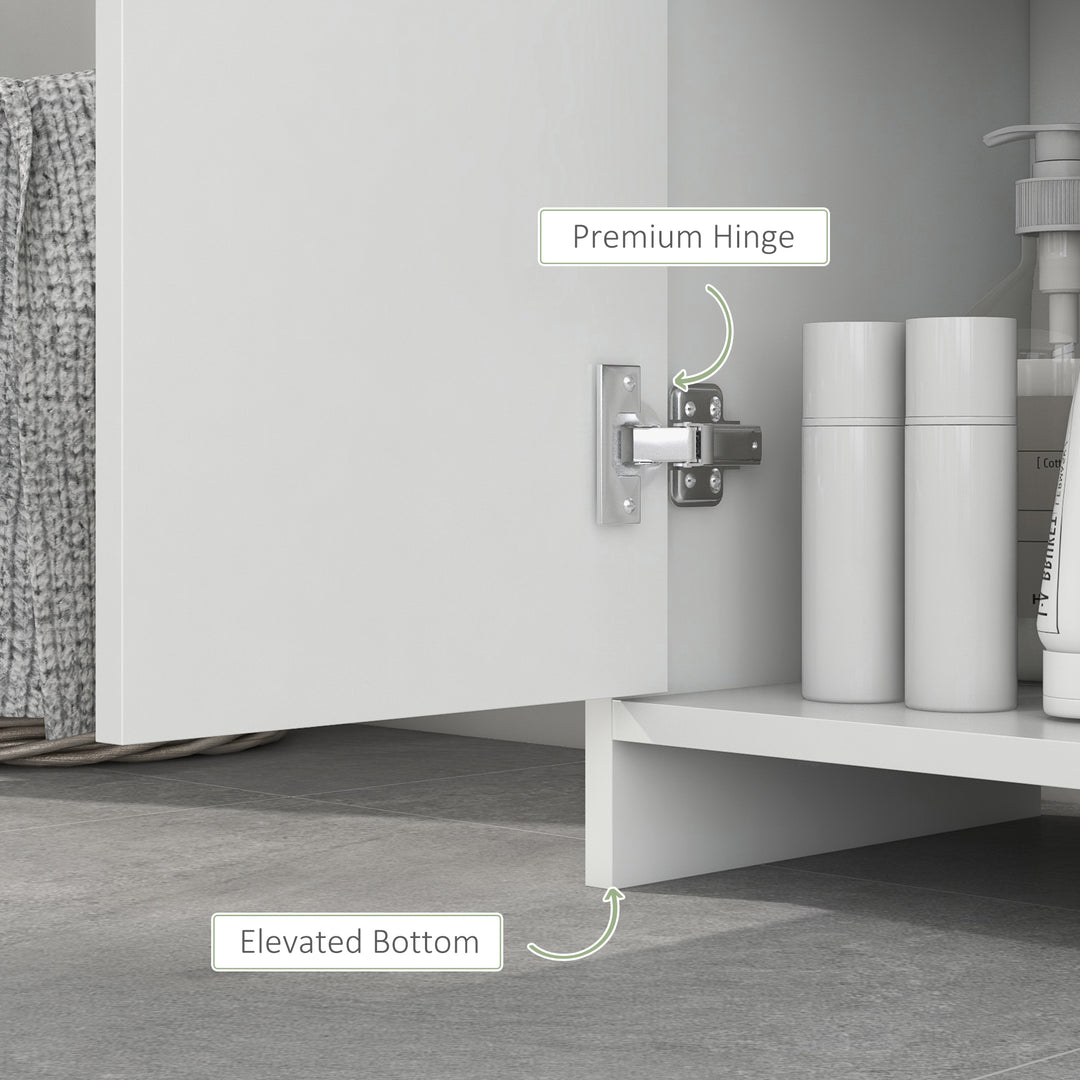 Narrow Bathroom Cabinet, Slim Bathroom Storage Unit with Open Compartment, Freestanding Storage Cupboard for Small Spaces, 30 x 30 x 160 cm, White