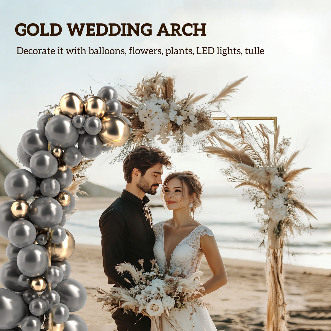 Wedding Arch Backdrop Stand, Square Metal Arch Frame with U-shaped Sta