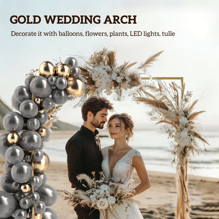 Wedding Arch Backdrop Stand, Square Metal Arch Frame with U-shaped Sta