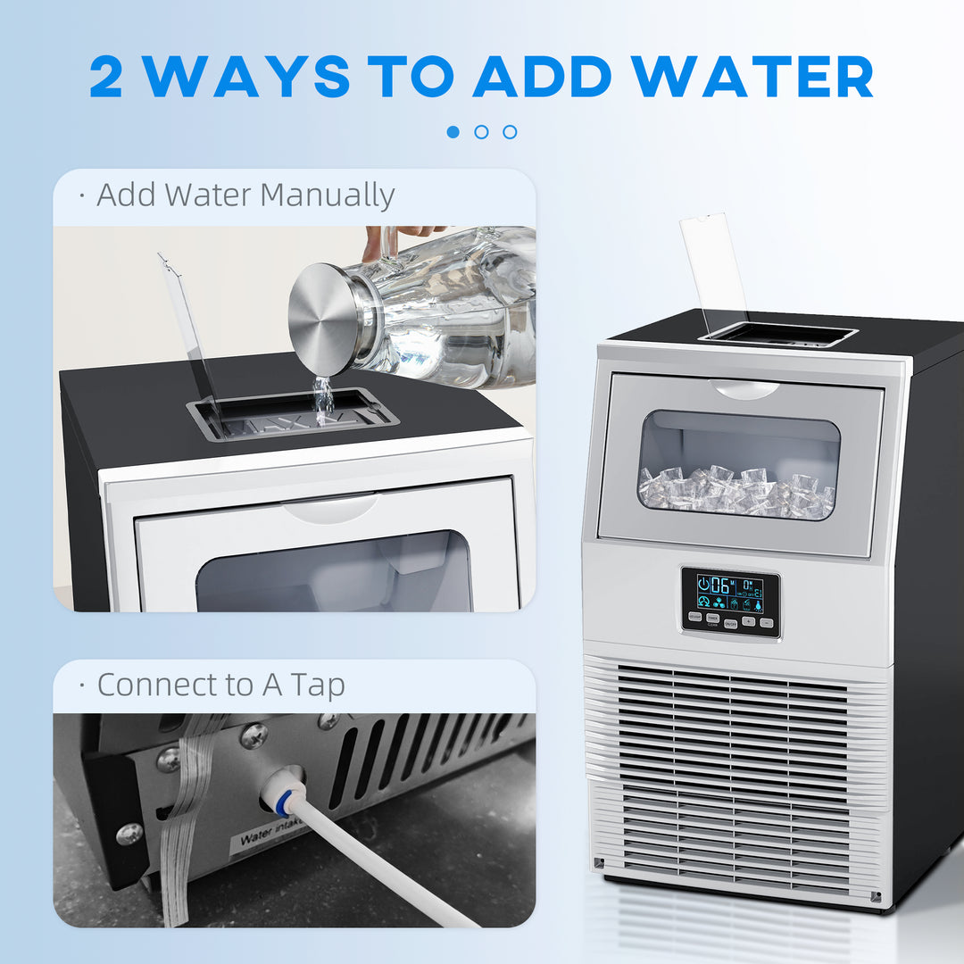 Commercial Ice Maker Machine, Freestanding Industrial Ice Cube Maker with Digital Control, Ice Scoop, Self-cleaning, 4kg Ice Storage, 30kg/24 Hours for Home, Office, Bar, Restaurant