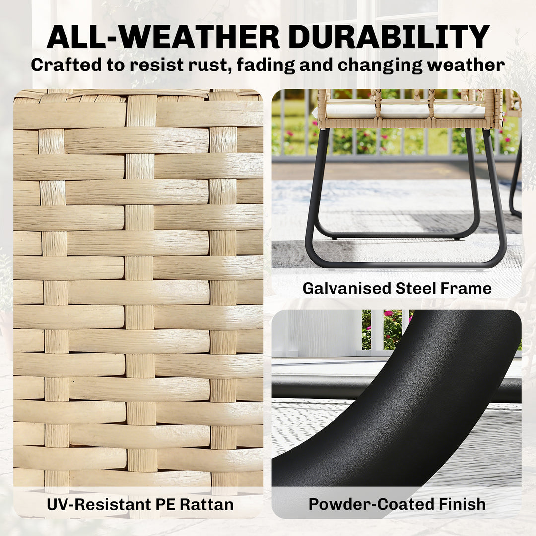 4 Piece Rattan Garden Furniture Set, Outdoor Patio Furniture with Love