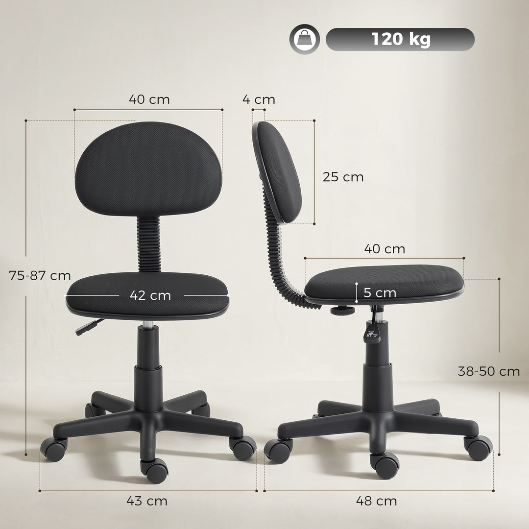 Small Armless Office Chair - Black