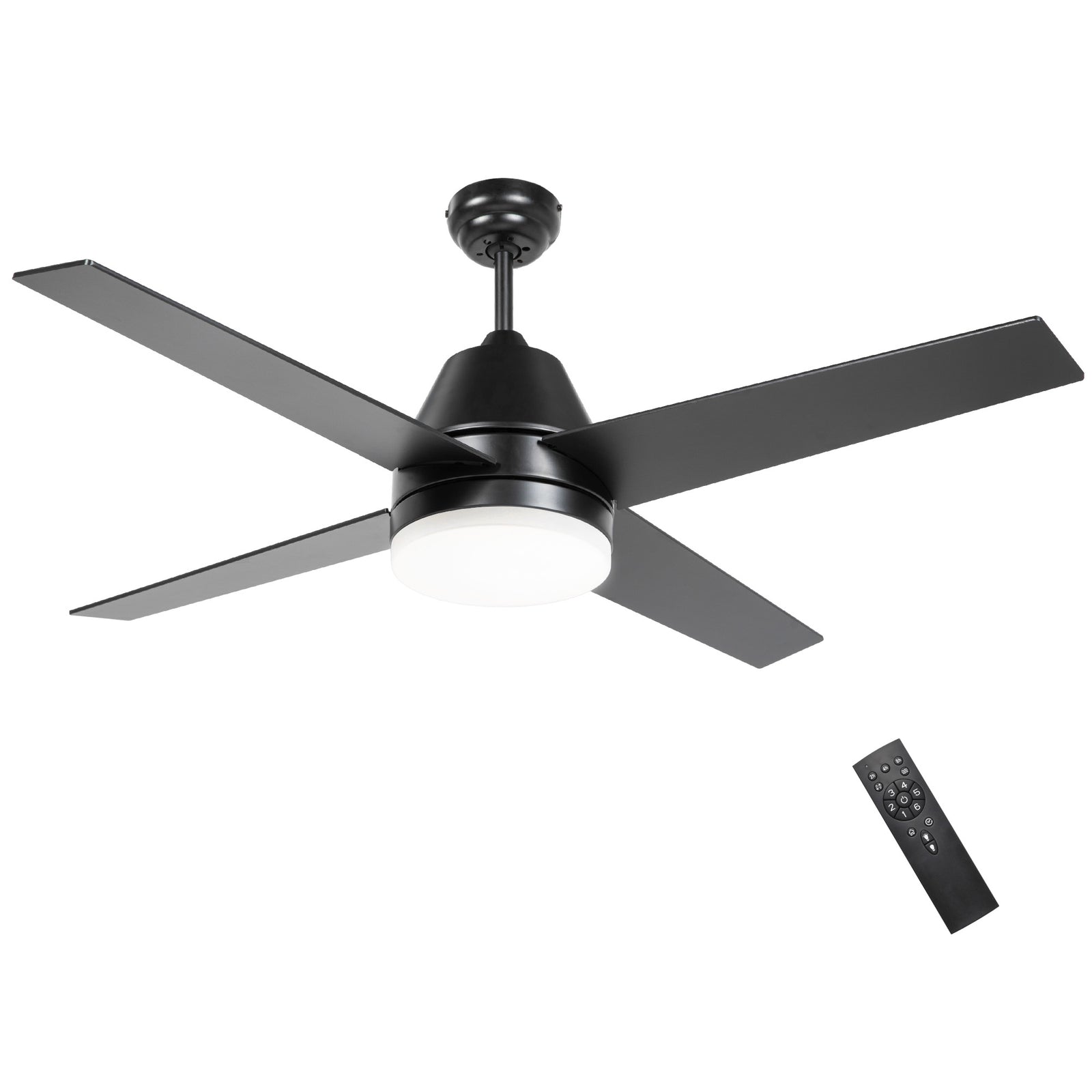 Ceiling Fan with LED Light, Flush Mount Ceiling Fan Lights with Reversible Blades, Remote, Black and Walnut Brown