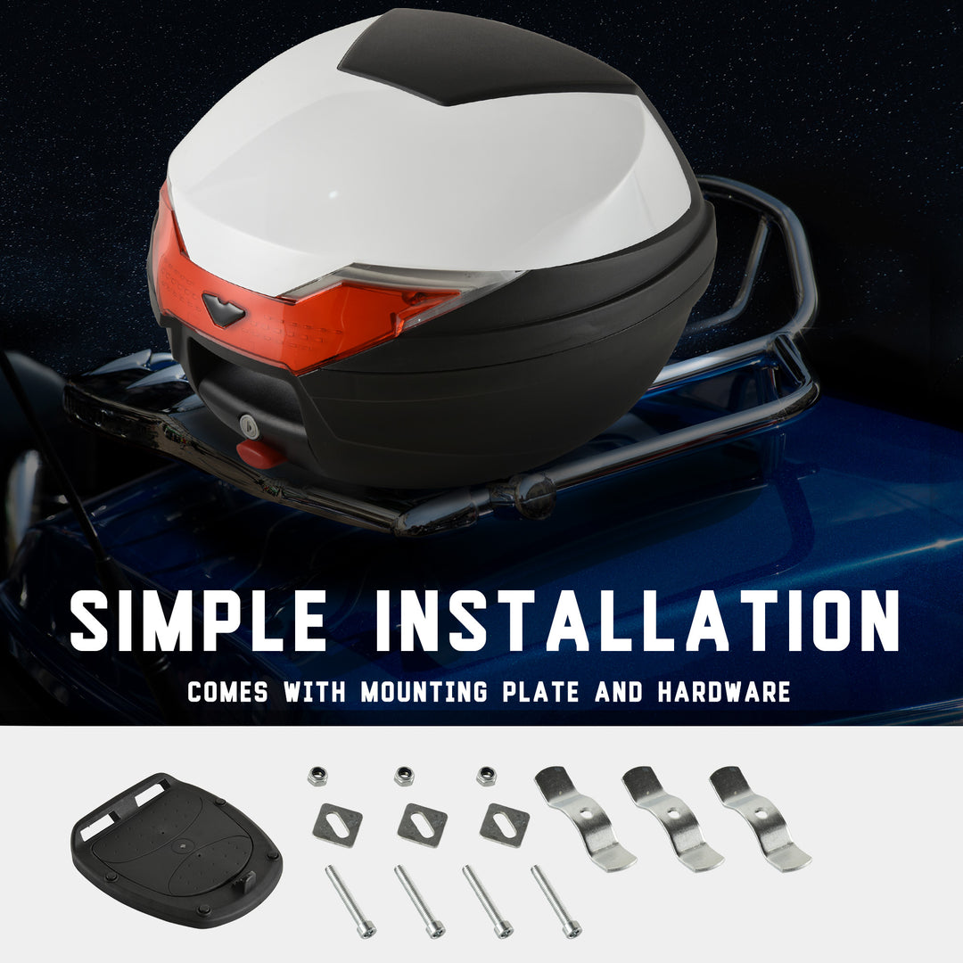 32L Motorcycle Tail box Helmet Top Case Motorbike Luggage Storage Trunk Carrier Mount Rack