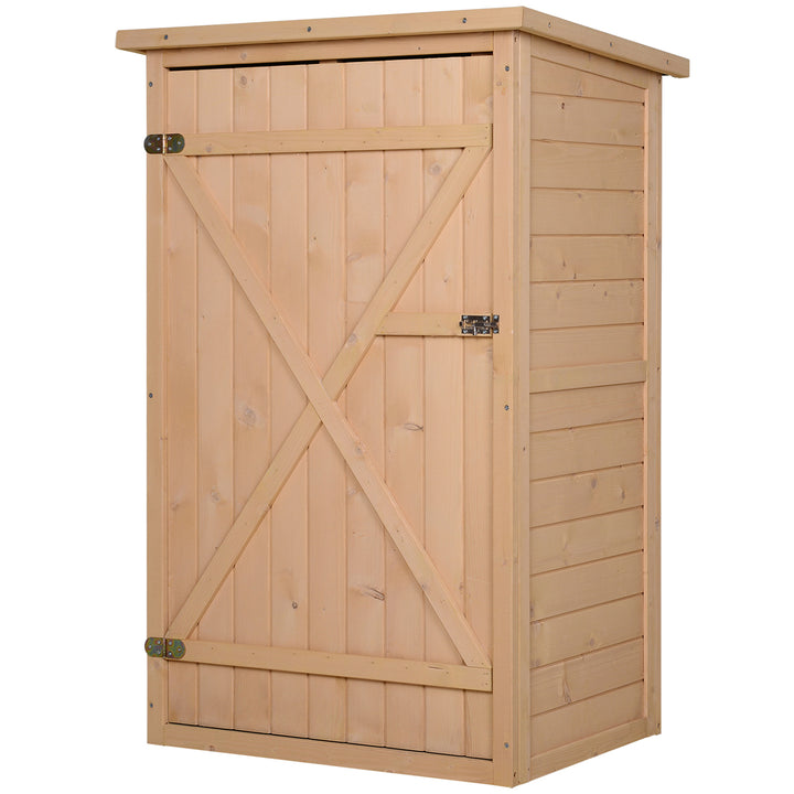 Outsunny Wooden Garden Storage Shed Fir Wood Tool Cabinet Organiser with Shelves 75L x 56W x115Hcm | Aosom UK