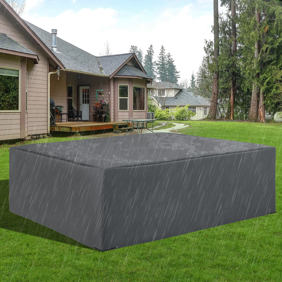 225x210cm Outdoor Garden Rattan Furniture Protective Cover Water UV Resistant Grey