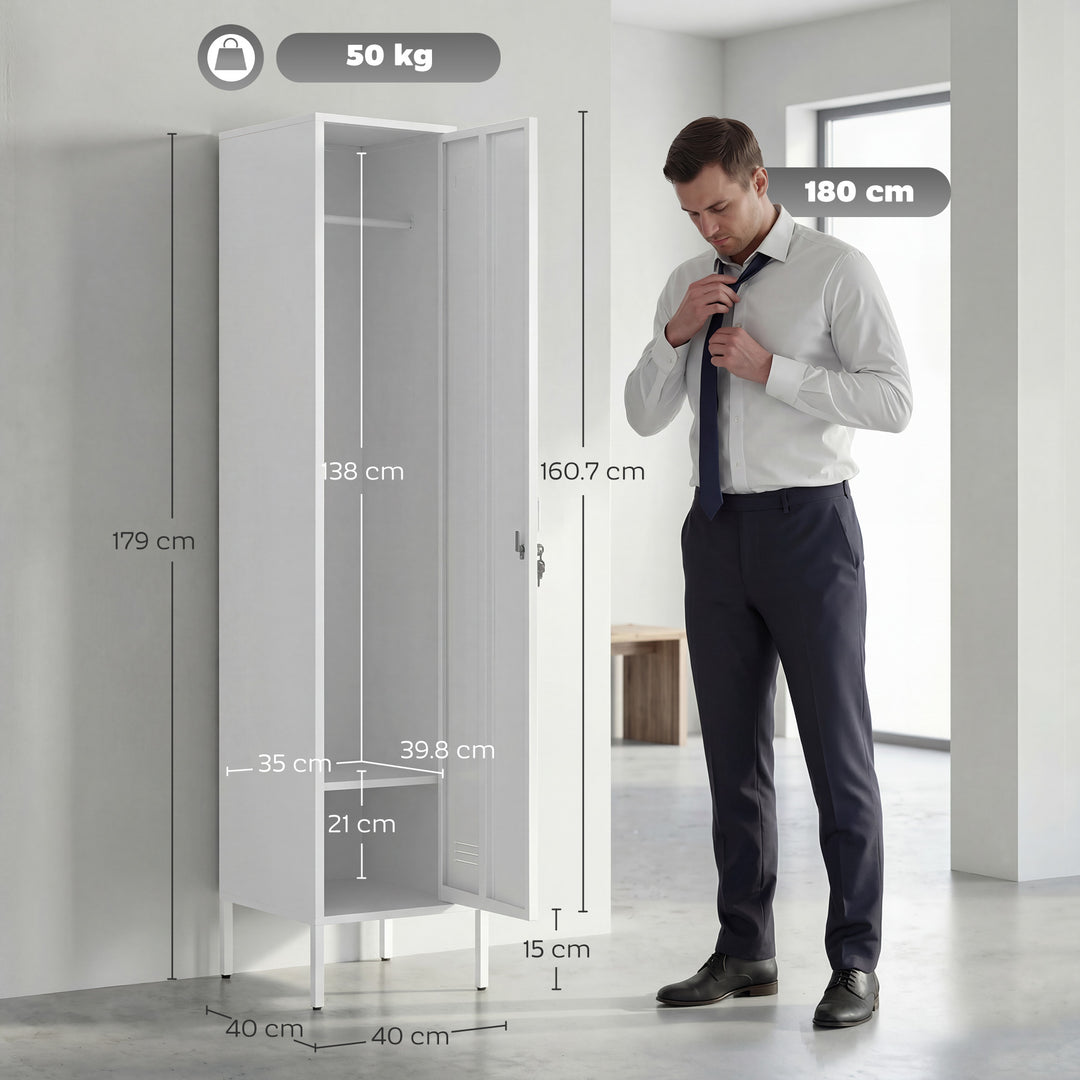 Metal Locker Cabinet with Hanging Rod, Lock and Key, Single Locker - view 3