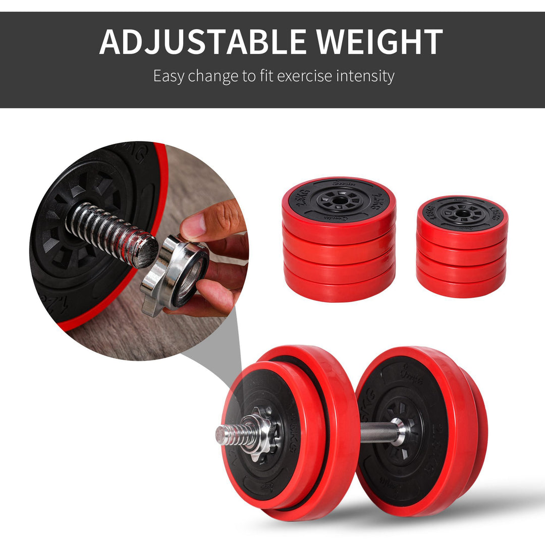 20KGS 2-In-1 Dumbbell & Barbell Adjustable Set Strength Muscle Exercise Fitness Plate Bar Clamp Rod Home Gym Sports Area