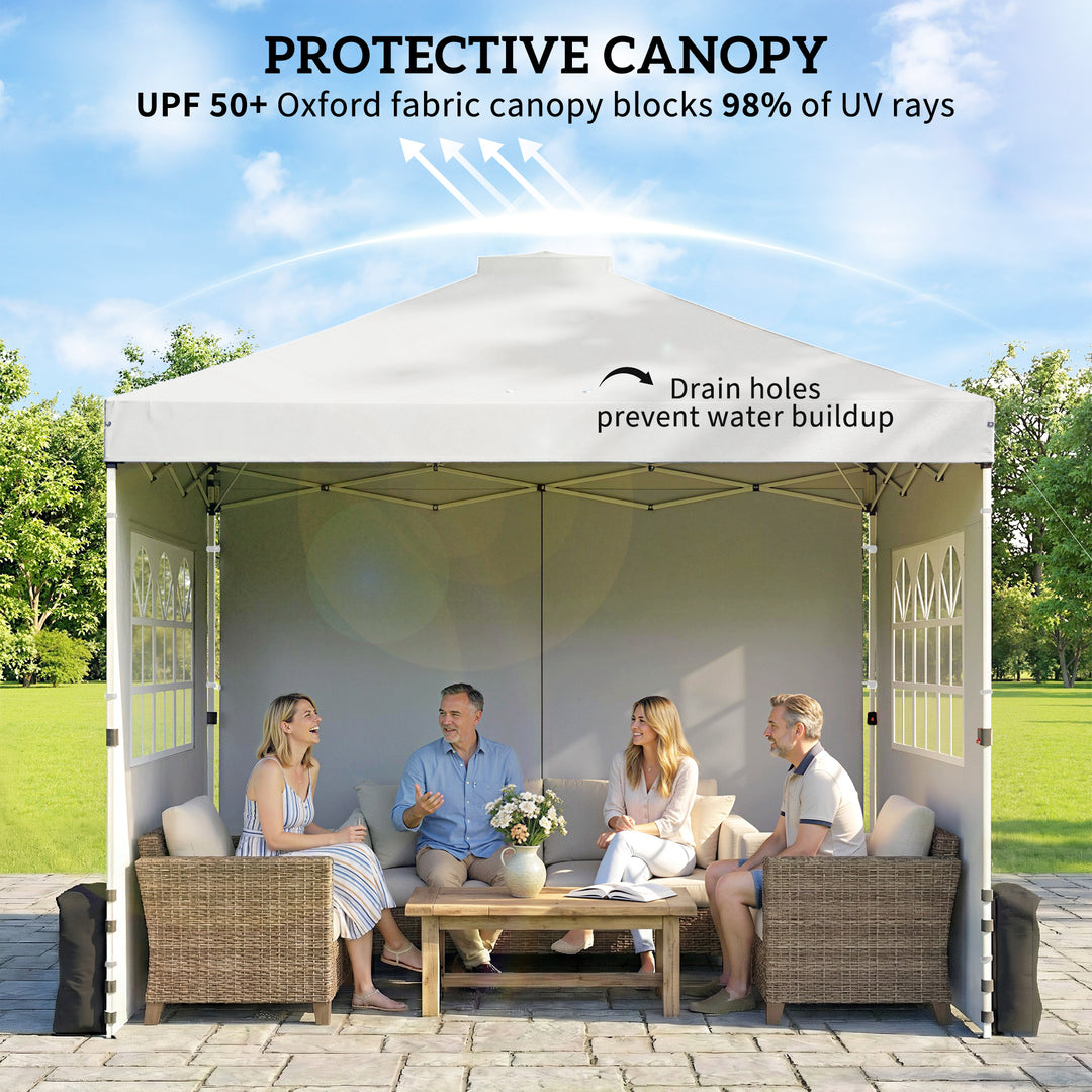 Pop Up Gazebo Waterproof Height Adjustable Canopy with 3 Sidewalls Whe